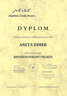 Certyfikat Aneta Dimer