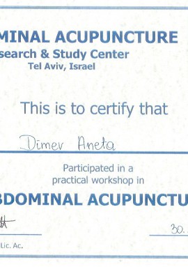 Certyfikat Aneta Dimer